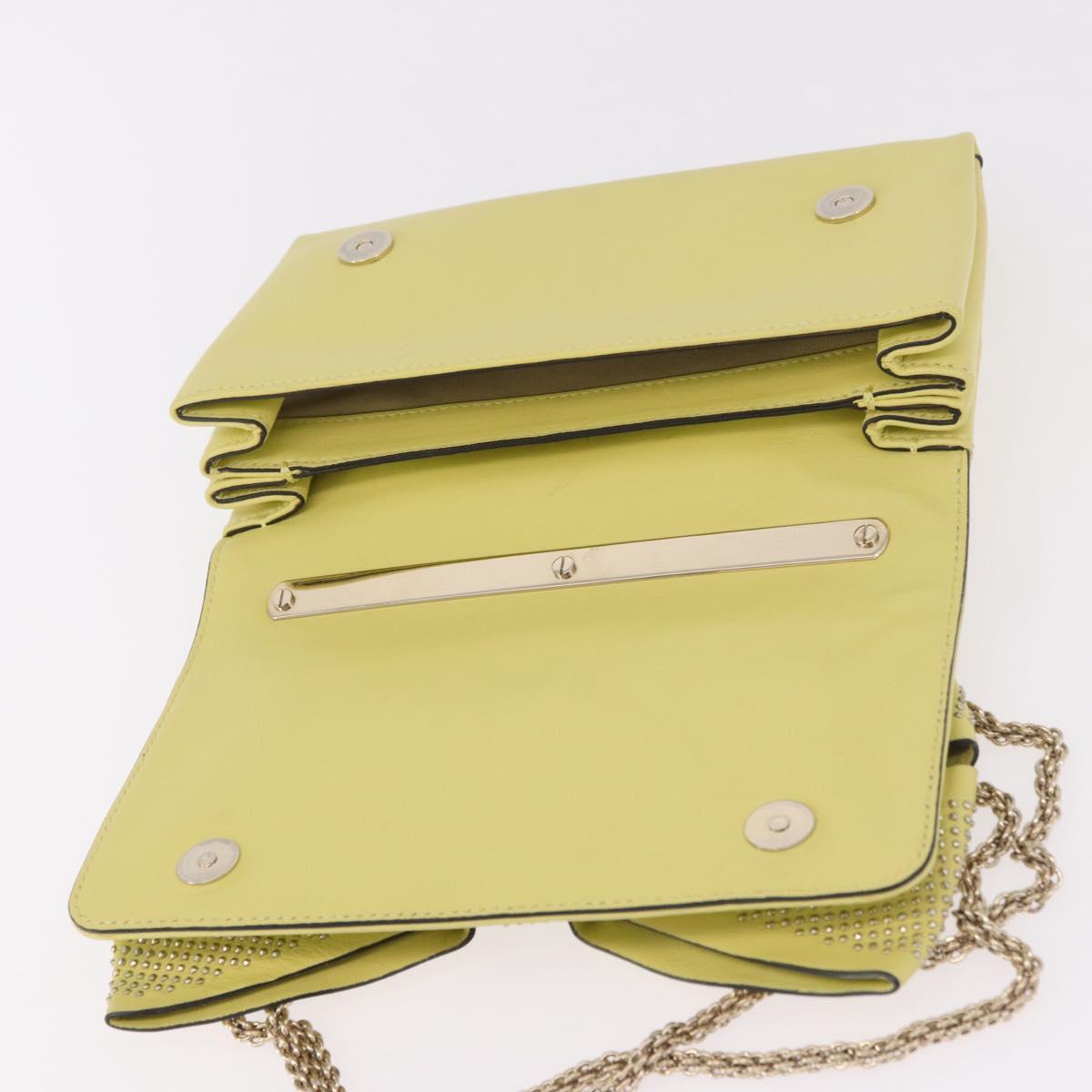 VALENTINO Chain Shoulder Bag Leather Yellow Gold Auth bs35654V