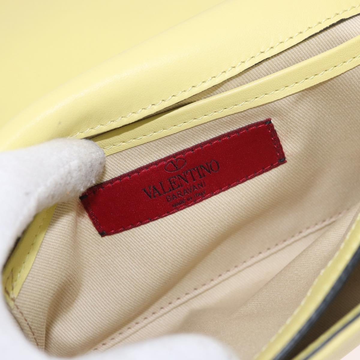 VALENTINO Chain Shoulder Bag Leather Yellow Gold Auth bs35654V