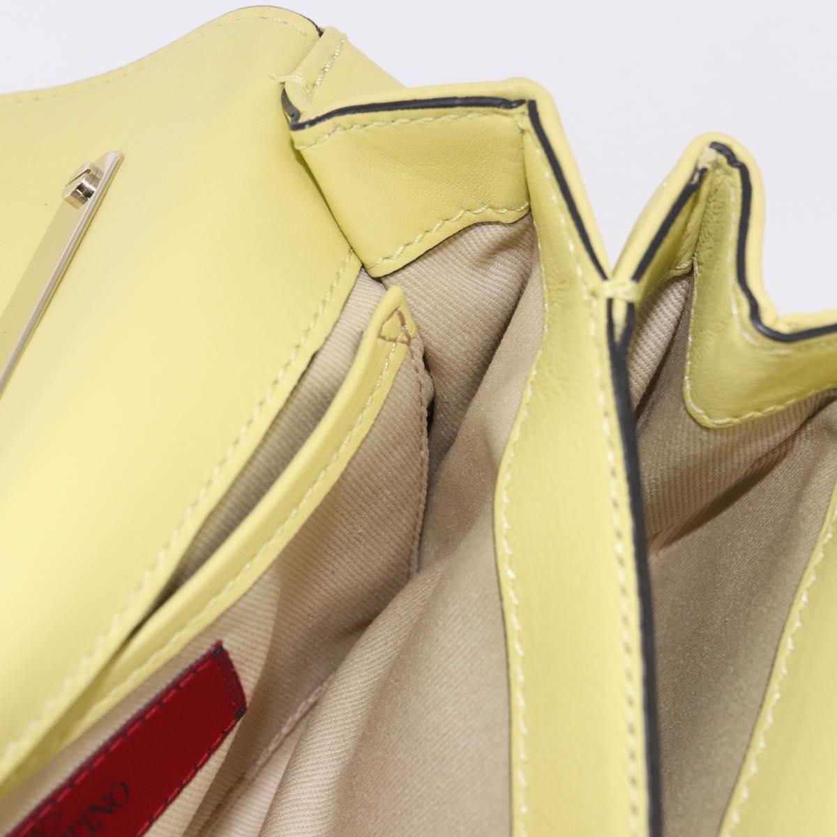 VALENTINO Chain Shoulder Bag Leather Yellow Gold Auth bs35654V