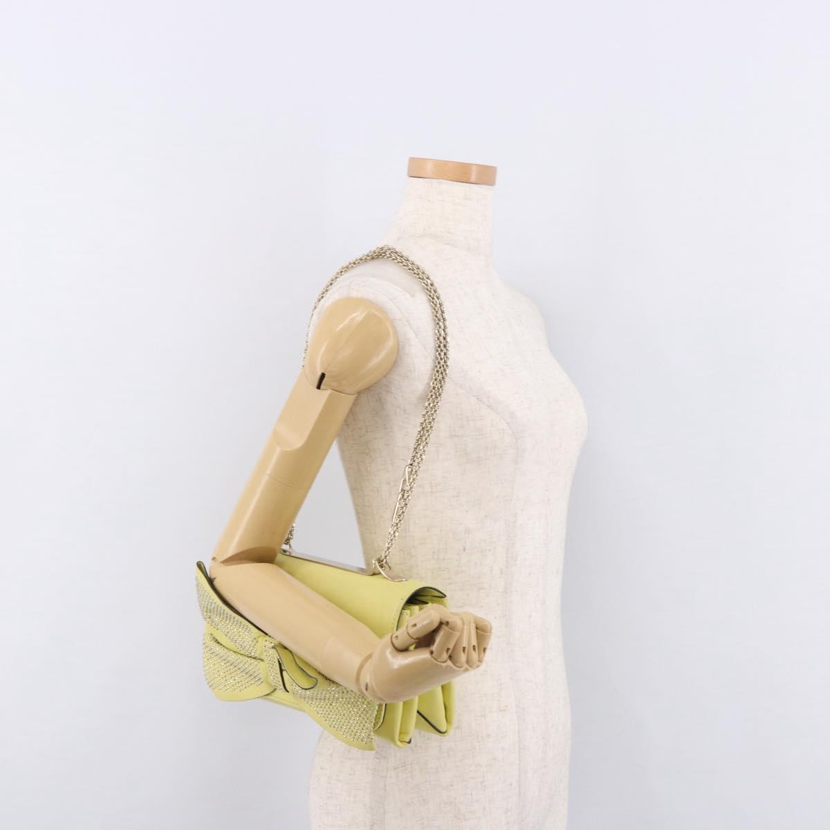 VALENTINO Chain Shoulder Bag Leather Yellow Gold Auth bs35654V