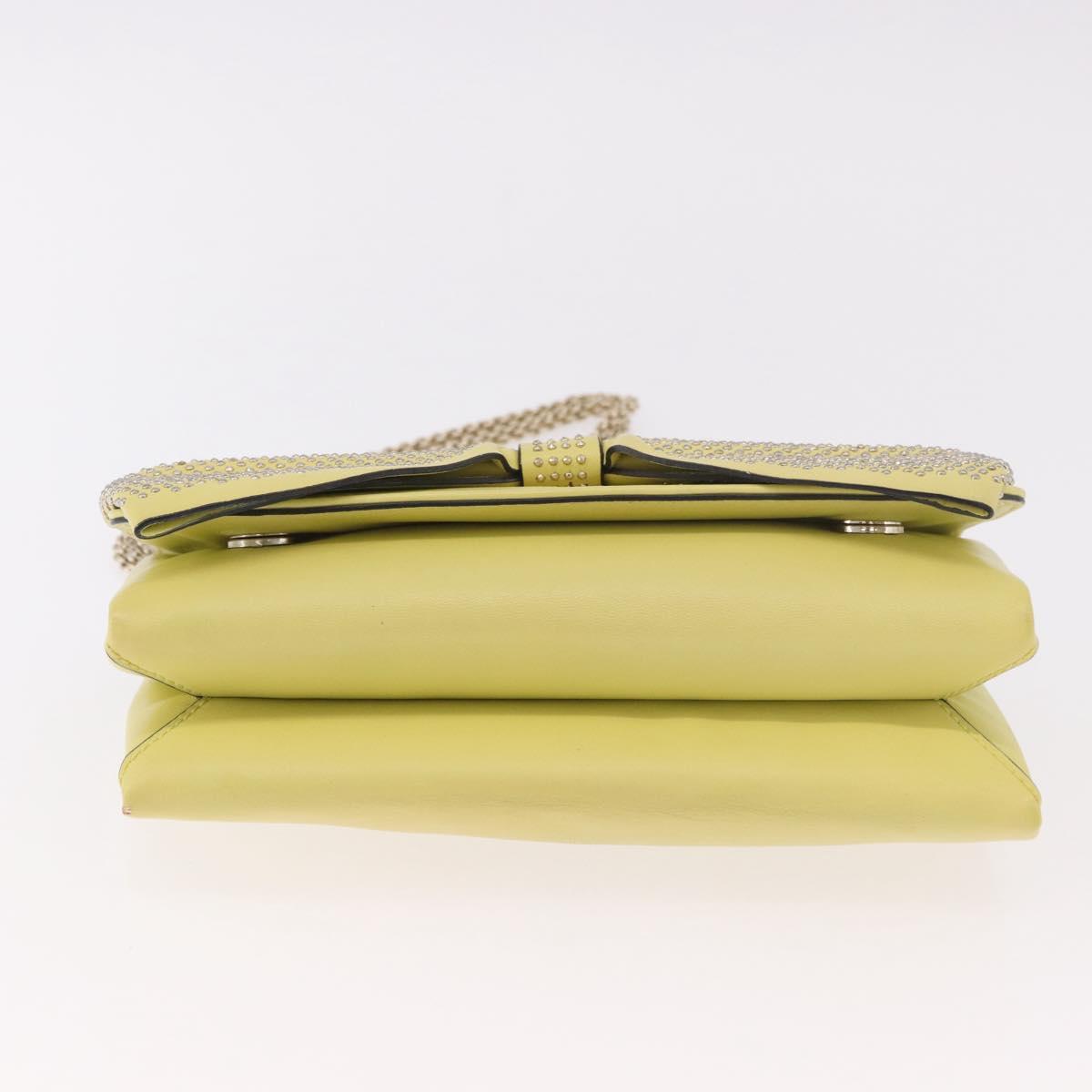 VALENTINO Chain Shoulder Bag Leather Yellow Gold Auth bs35654V