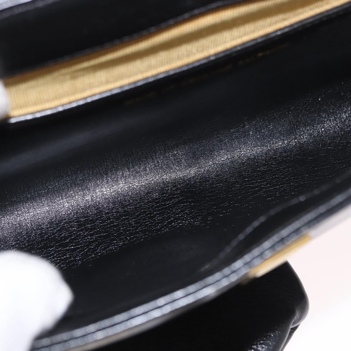Christian Dior Hand Bag Leather Black Gold Auth bs35657