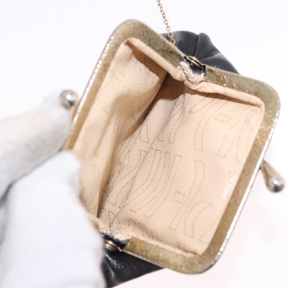 Christian Dior Hand Bag Leather Black Gold Auth bs35657