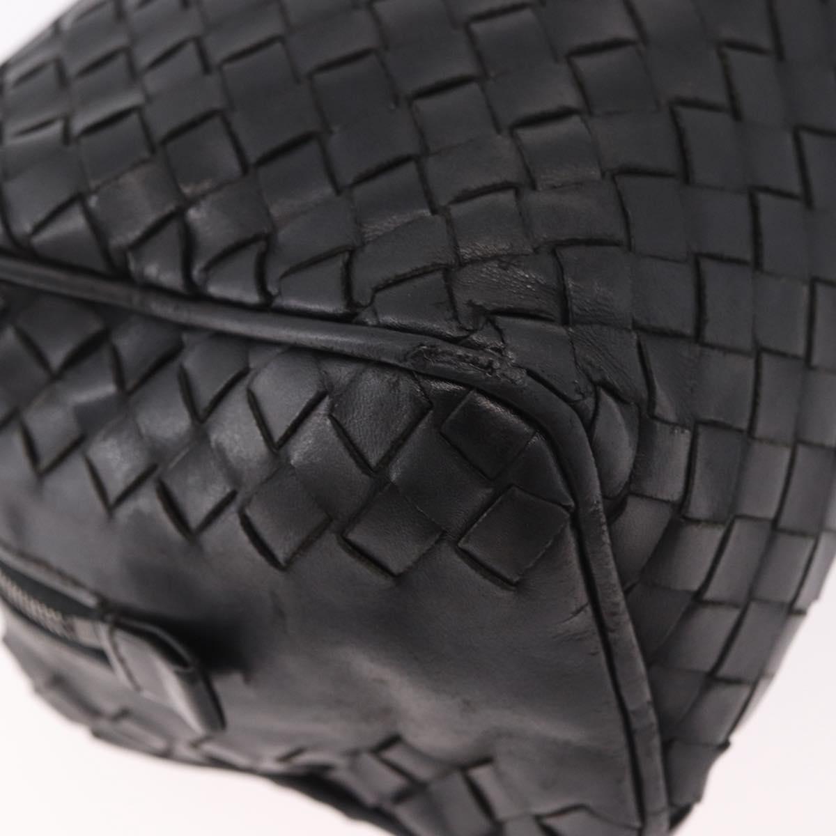 BOTTEGA VENETA INTRECCIATO Clutch Bag Leather Black 174361 Auth bs35658