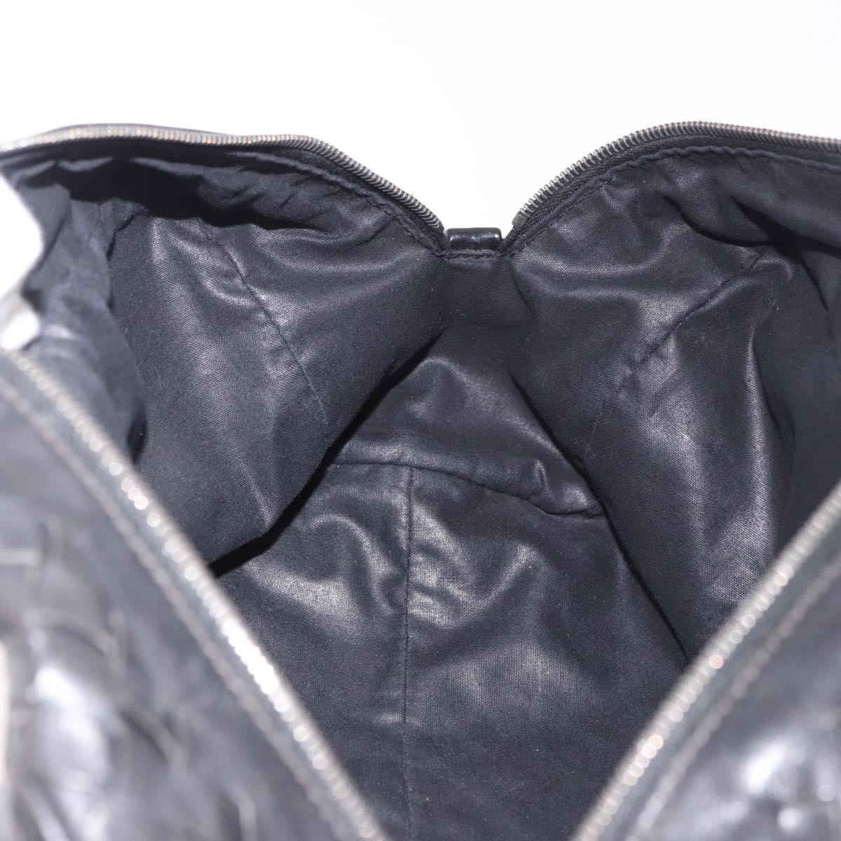 BOTTEGA VENETA INTRECCIATO Clutch Bag Leather Black 174361 Auth bs35658