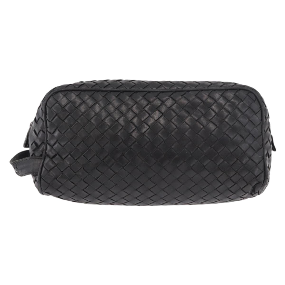 BOTTEGA VENETA INTRECCIATO Clutch Bag Leather Black 174361 Auth bs35658