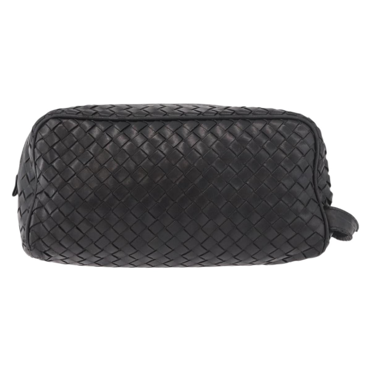 BOTTEGA VENETA INTRECCIATO Clutch Bag Leather Black 174361 Auth bs35658