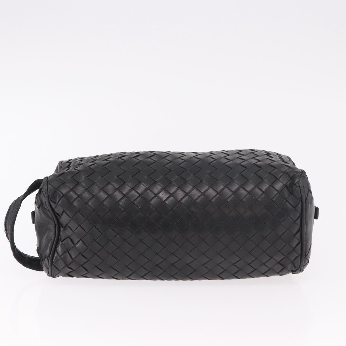 BOTTEGA VENETA INTRECCIATO Clutch Bag Leather Black 174361 Auth bs35658
