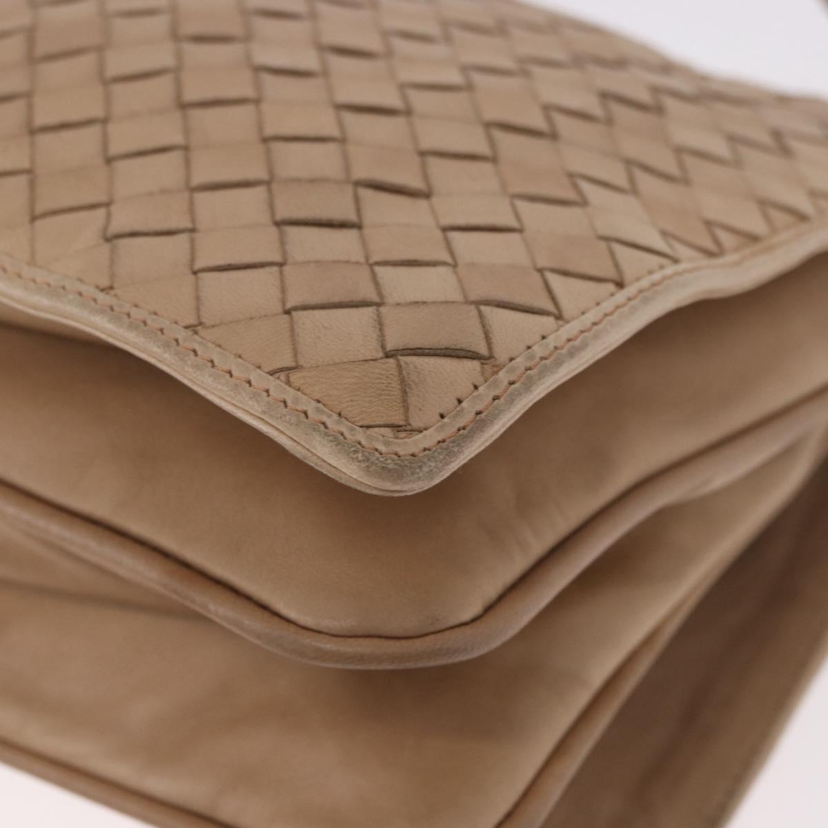 BOTTEGA VENETA INTRECCIATO Shoulder Bag Leather Beige Gold Auth bs35659