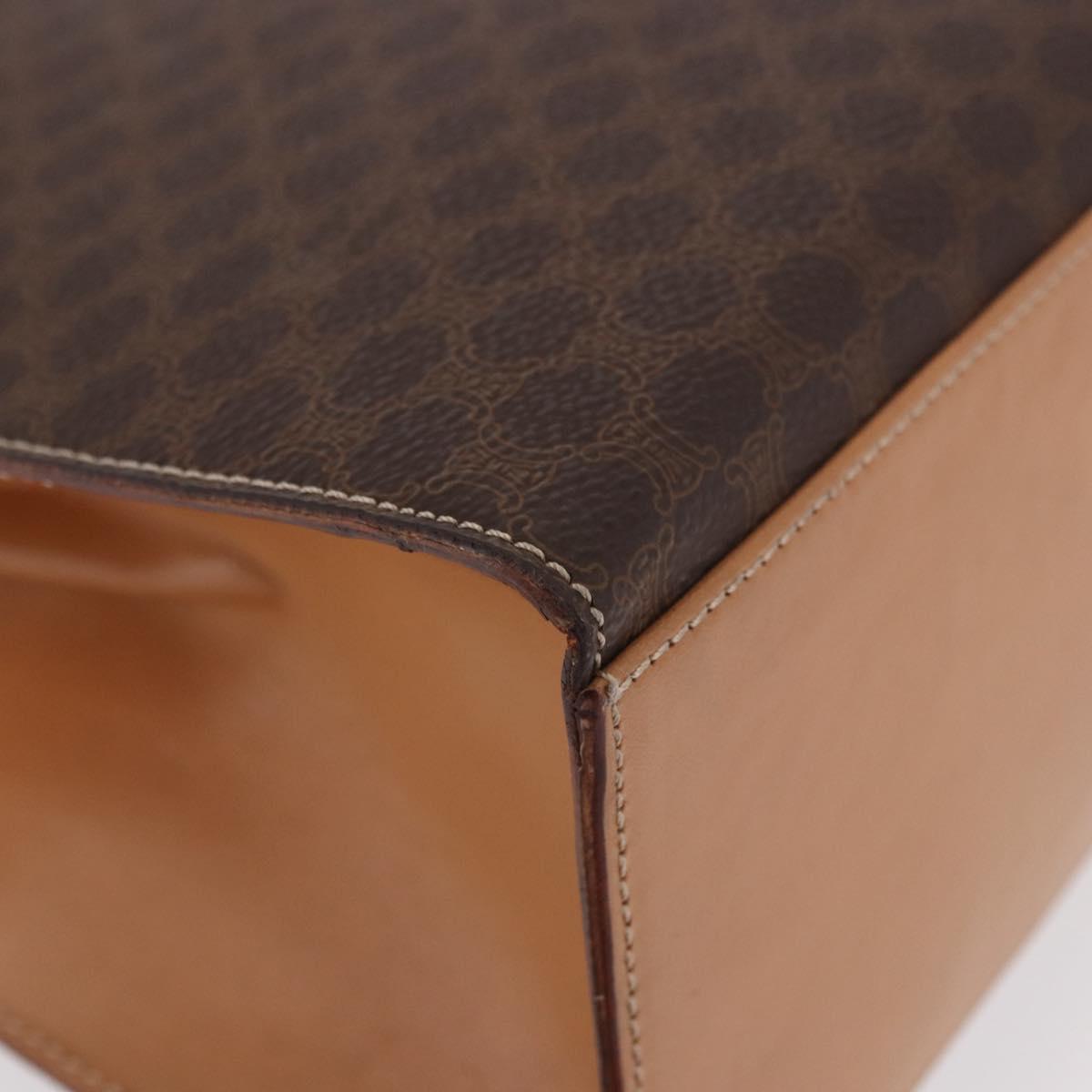 CELINE Macadam Canvas Hand Bag PVC Leather Brown Gold Auth bs35662
