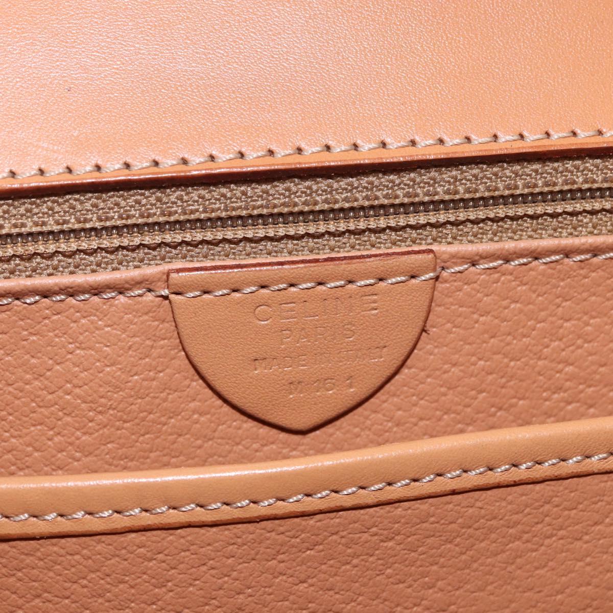 CELINE Macadam Canvas Hand Bag PVC Leather Brown Gold Auth bs35662