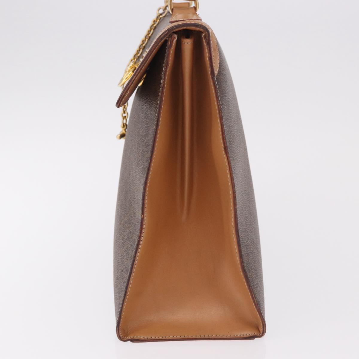 CELINE Macadam Canvas Hand Bag PVC Leather Brown Gold Auth bs35662