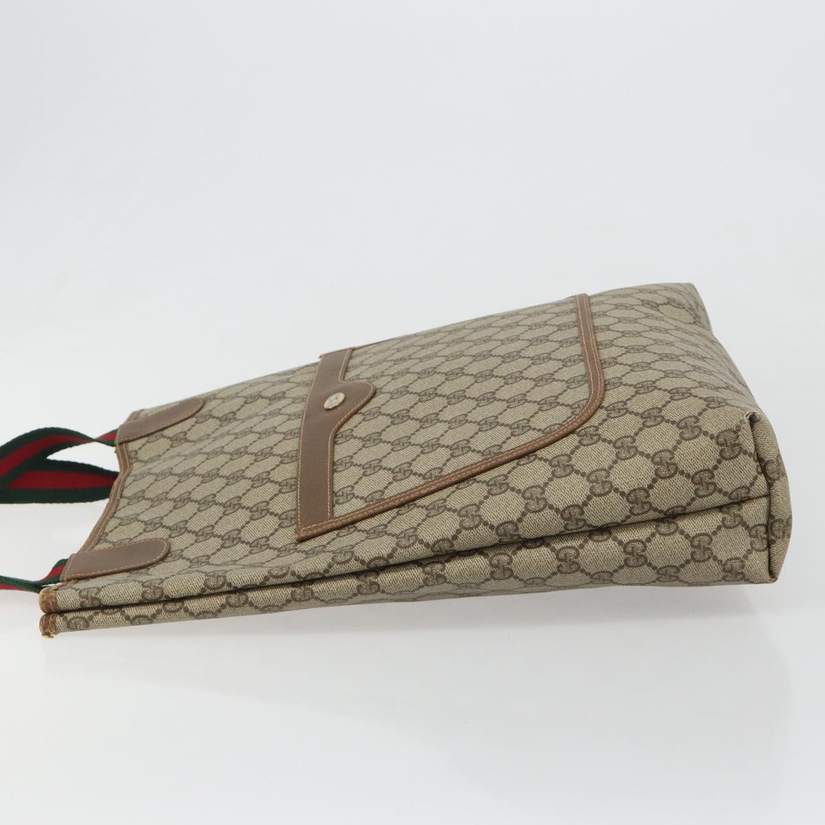 GUCCI GG Supreme Web Sherry Line Tote Bag PVC Beige 39 02 003 Auth bs35666
