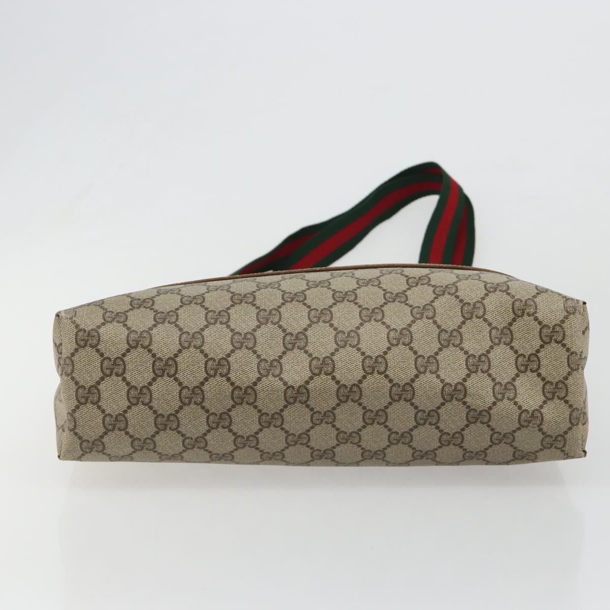 GUCCI GG Supreme Web Sherry Line Tote Bag PVC Beige 39 02 003 Auth bs35666