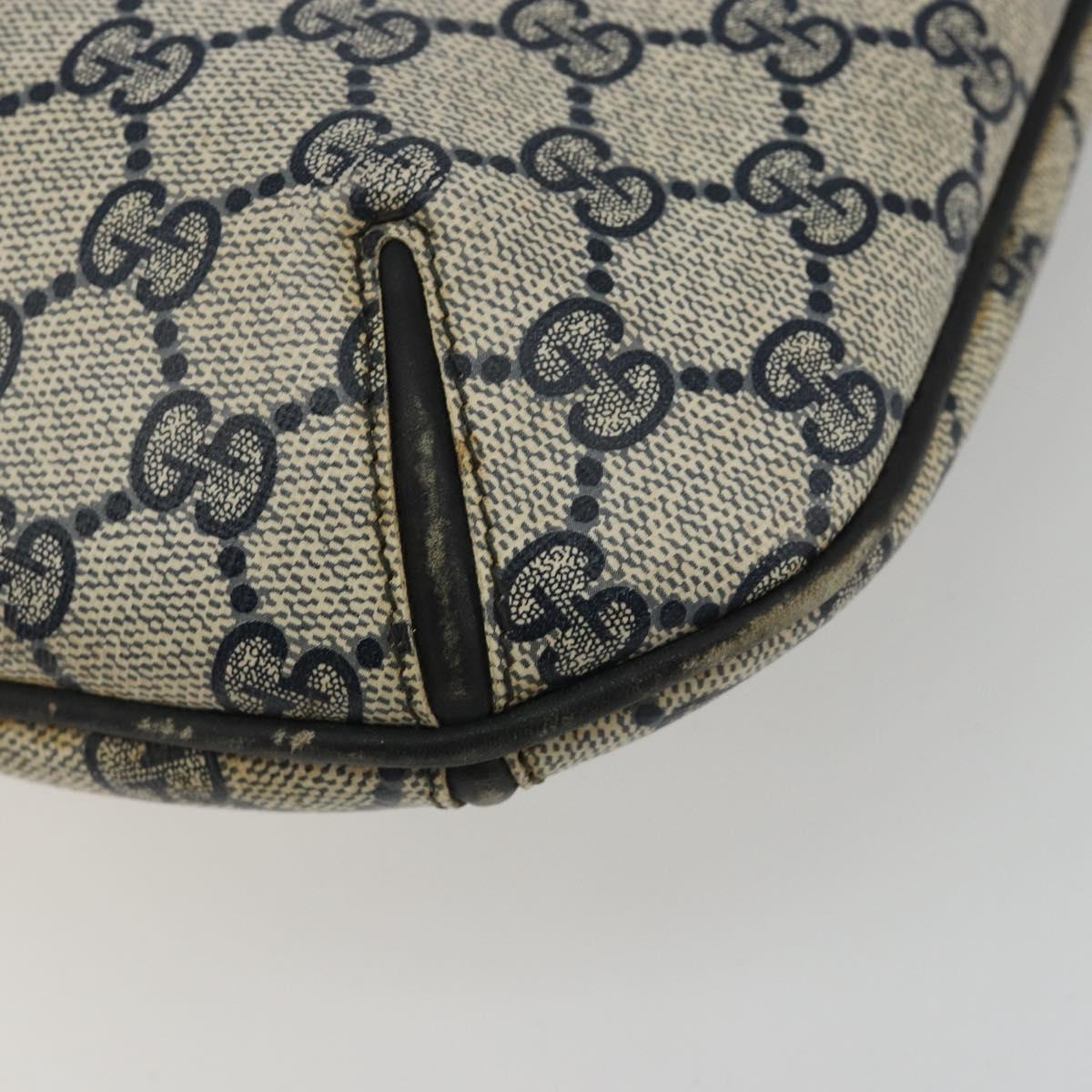 GUCCI GG Supreme Sherry Line Shoulder Bag PVC Navy Gold Auth bs35667