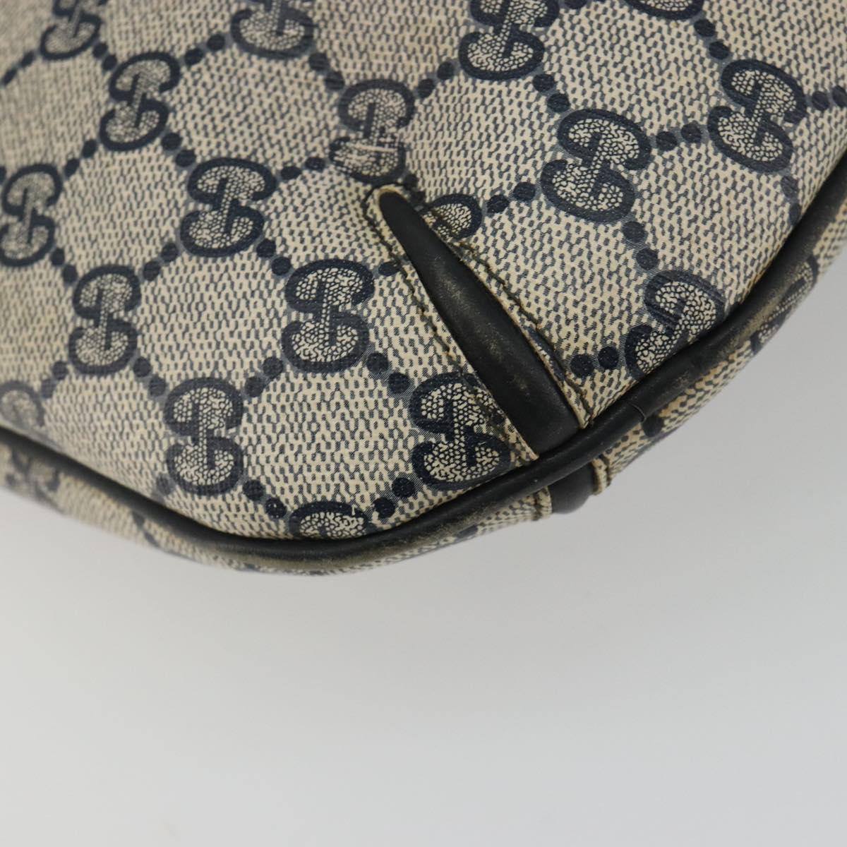 GUCCI GG Supreme Sherry Line Shoulder Bag PVC Navy Gold Auth bs35667