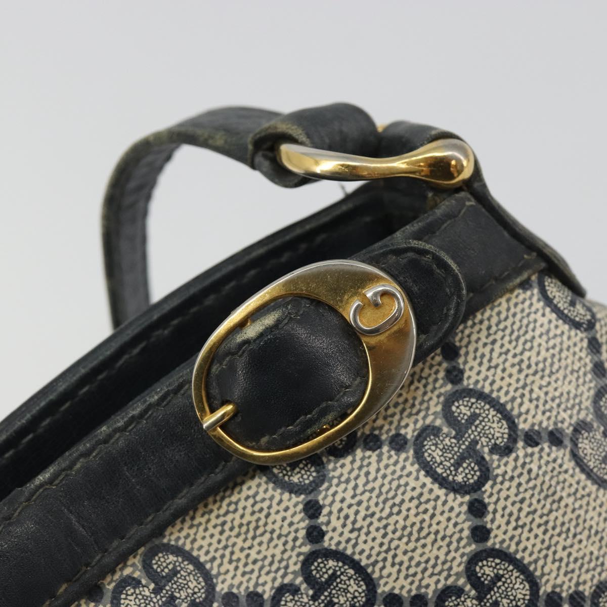 GUCCI GG Supreme Sherry Line Shoulder Bag PVC Navy Gold Auth bs35667