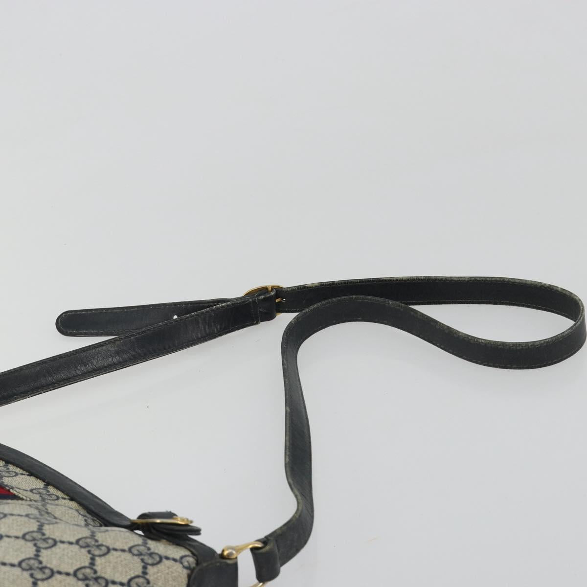 GUCCI GG Supreme Sherry Line Shoulder Bag PVC Navy Gold Auth bs35667