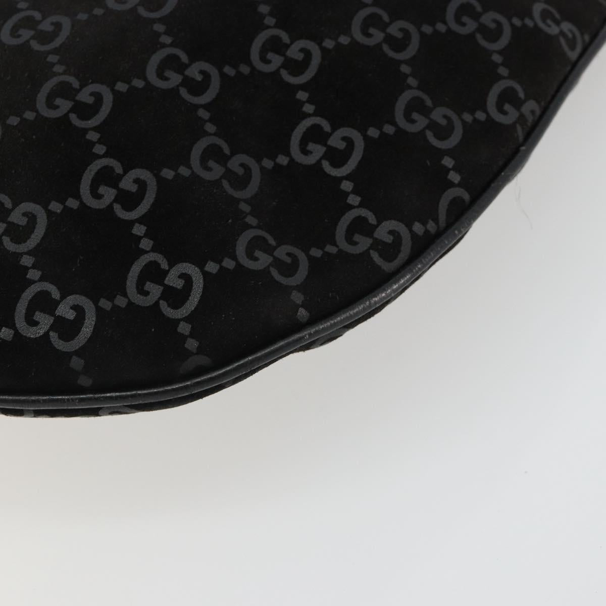 GUCCI GG Canvas Shoulder Bag Suede Black Silver 001 1206 Auth bs35669