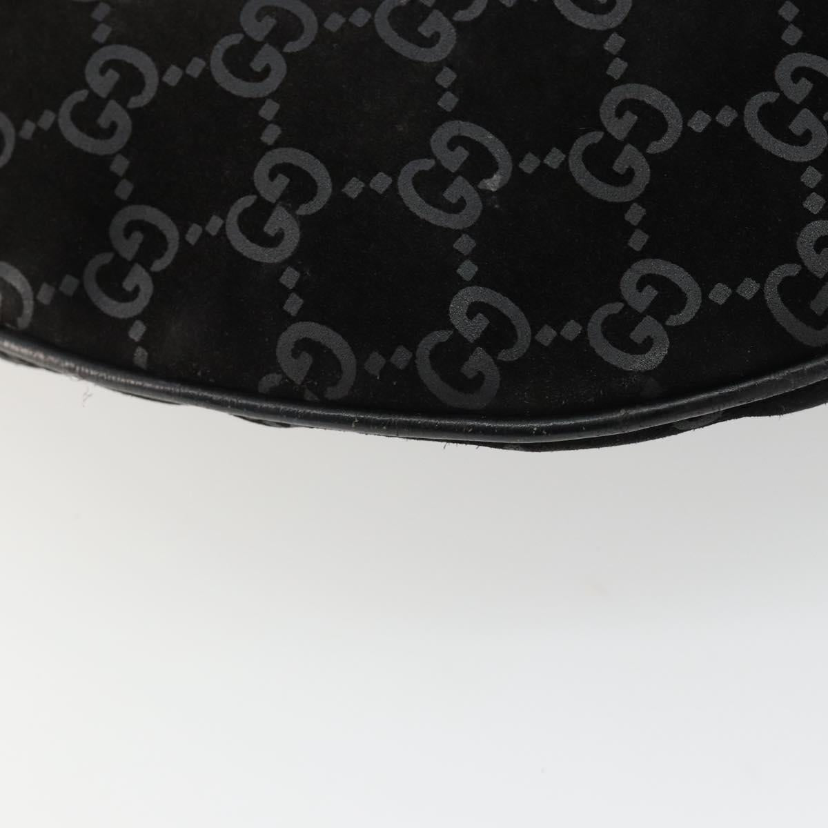 GUCCI GG Canvas Shoulder Bag Suede Black Silver 001 1206 Auth bs35669