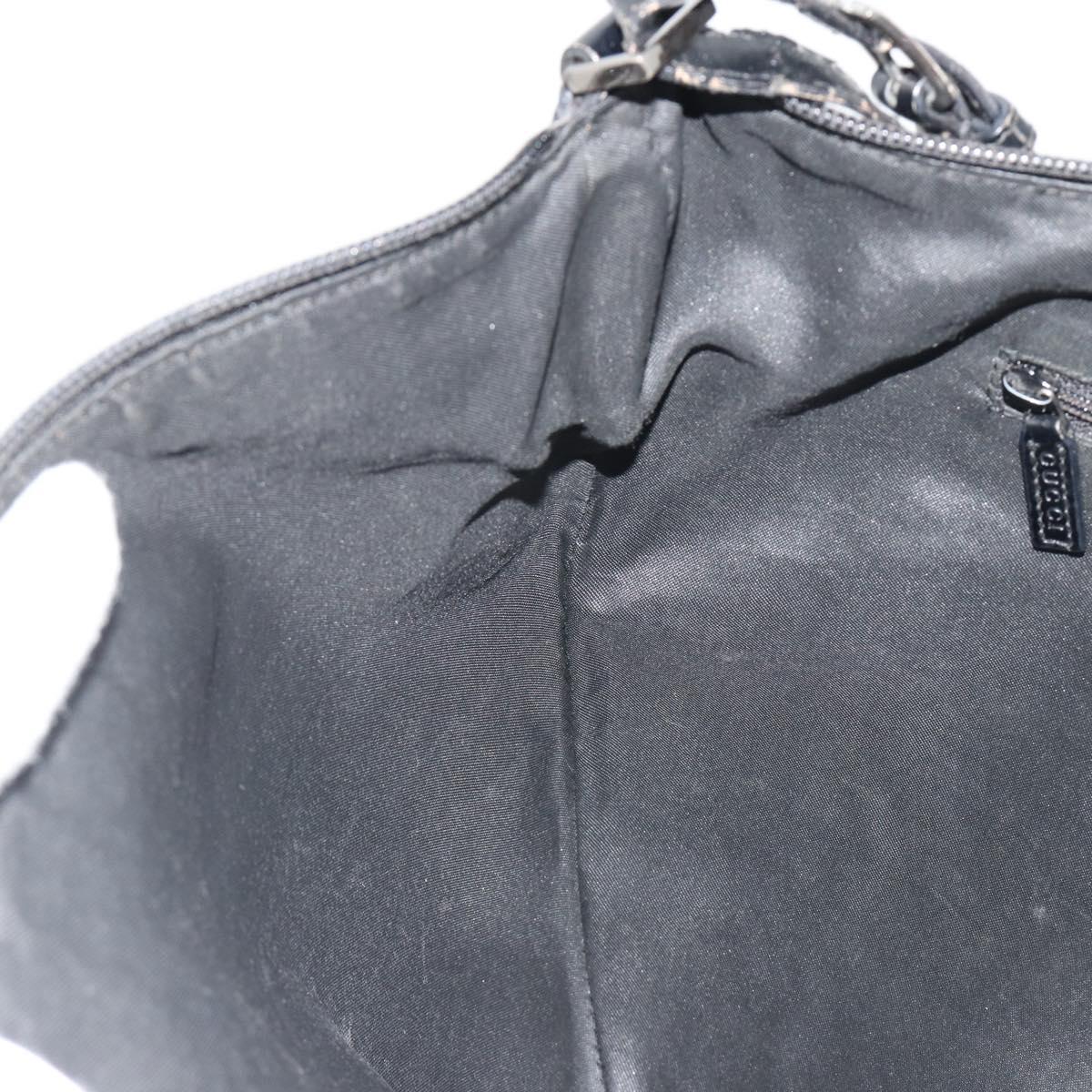 GUCCI GG Canvas Shoulder Bag Suede Black Silver 001 1206 Auth bs35669