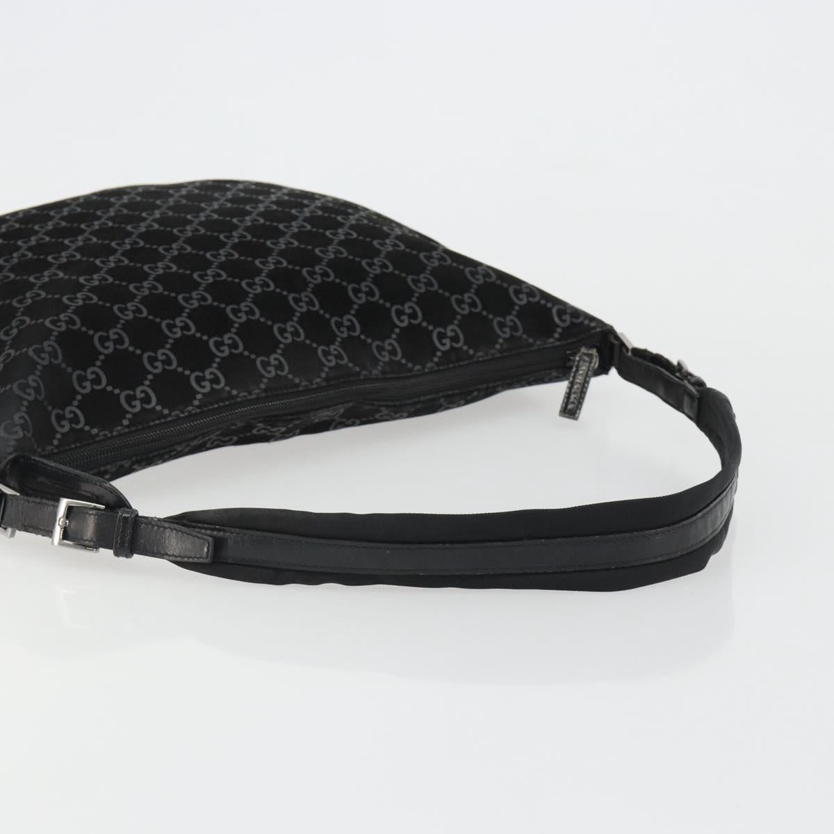 GUCCI GG Canvas Shoulder Bag Suede Black Silver 001 1206 Auth bs35669