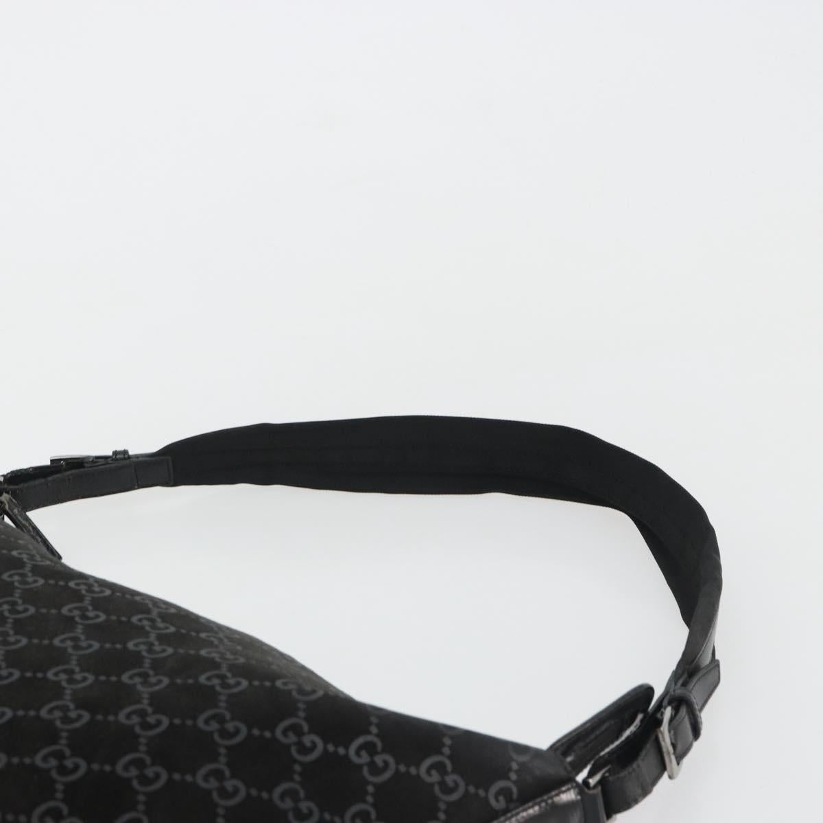 GUCCI GG Canvas Shoulder Bag Suede Black Silver 001 1206 Auth bs35669