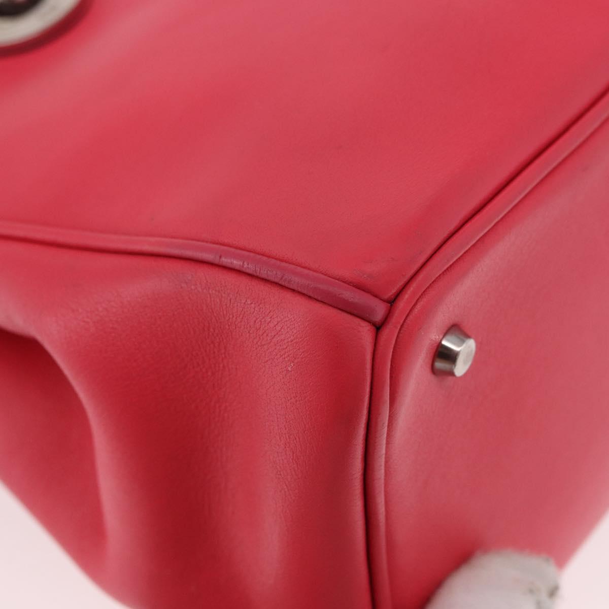 Christian Dior Diorissimo Hand Bag Leather 2way Pink Silver Auth bs35672A