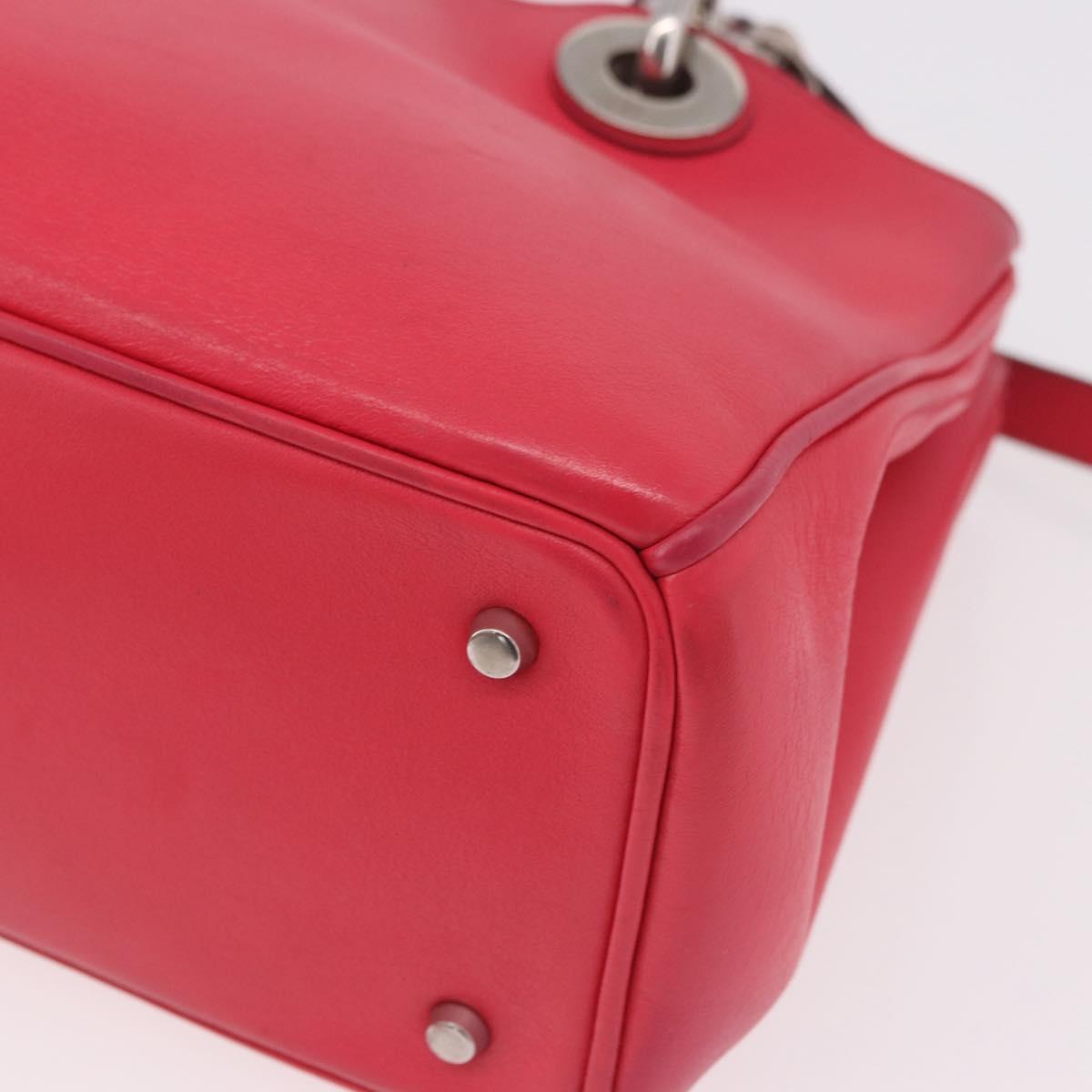 Christian Dior Diorissimo Hand Bag Leather 2way Pink Silver Auth bs35672A
