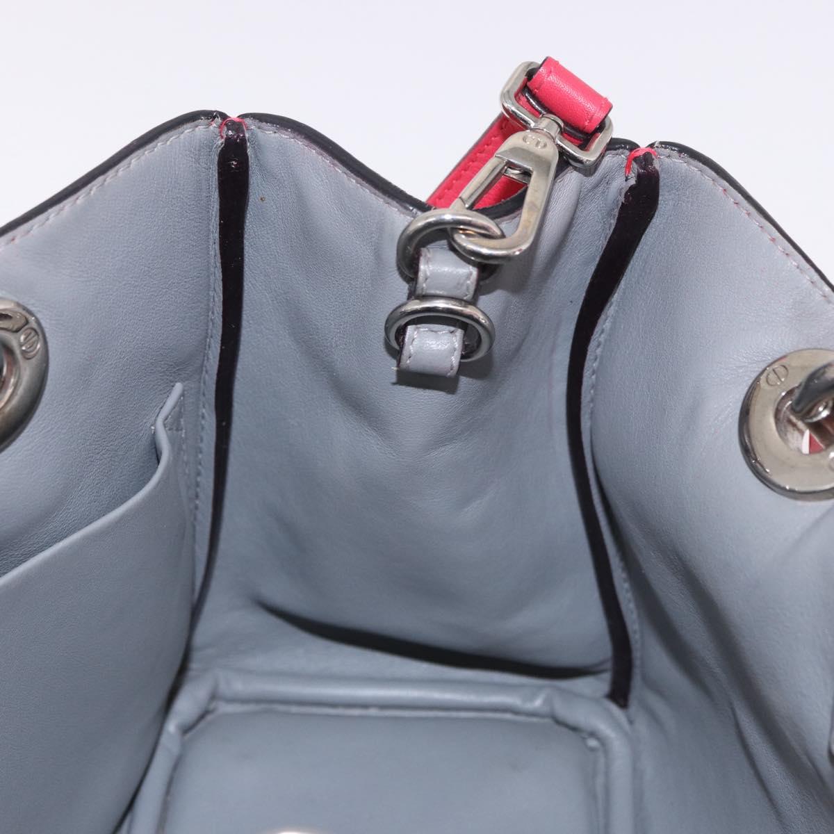 Christian Dior Diorissimo Hand Bag Leather 2way Pink Silver Auth bs35672A