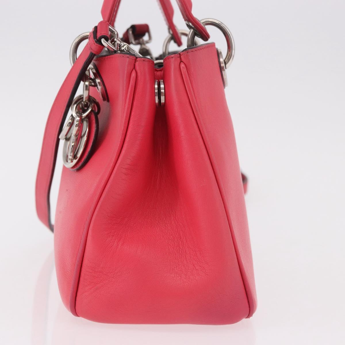 Christian Dior Diorissimo Hand Bag Leather 2way Pink Silver Auth bs35672A