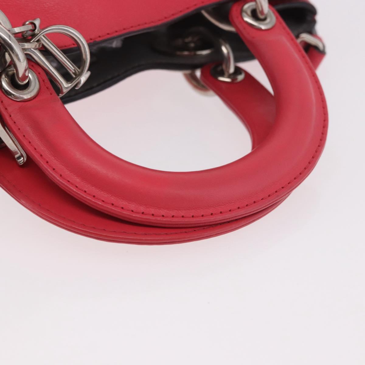 Christian Dior Diorissimo Hand Bag Leather 2way Pink Silver Auth bs35672A