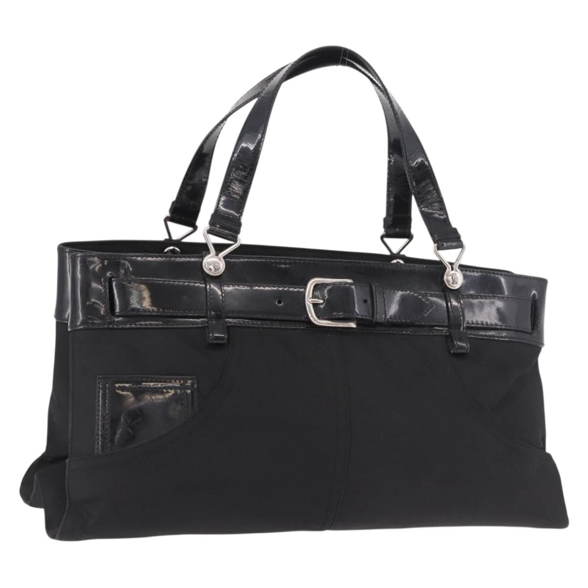 Christian Dior Hand Bag Nylon Black Silver Auth bs35673