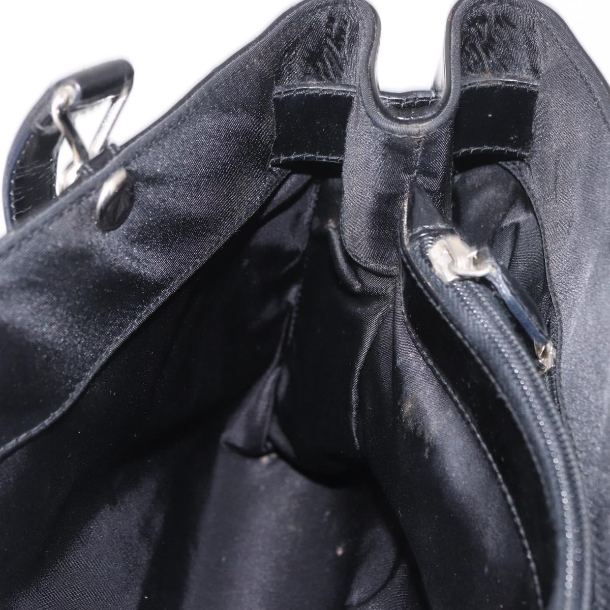 Christian Dior Hand Bag Nylon Black Silver Auth bs35673