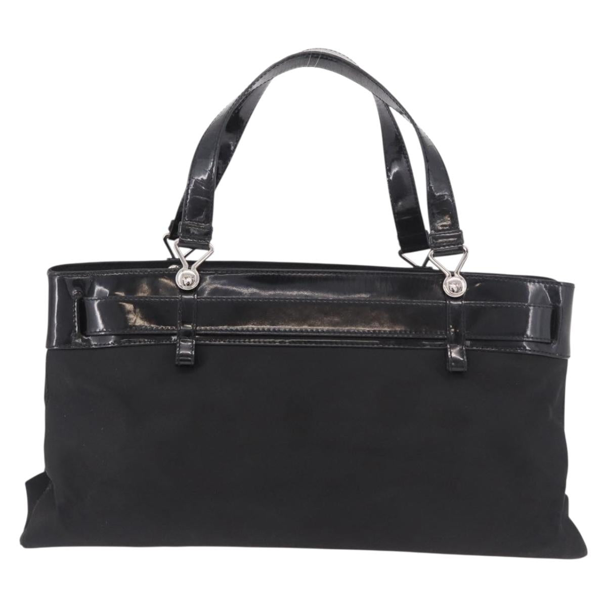 Christian Dior Hand Bag Nylon Black Silver Auth bs35673