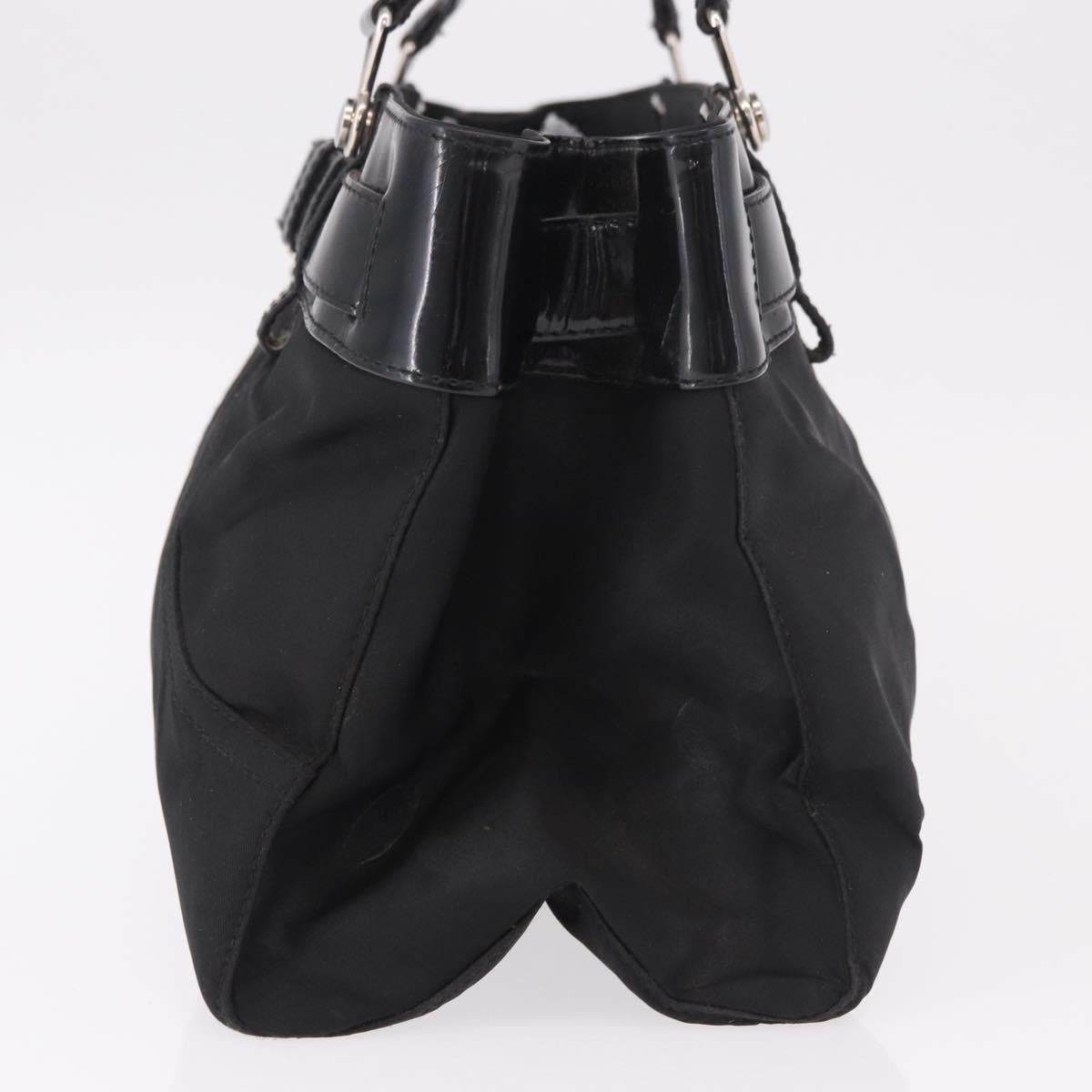 Christian Dior Hand Bag Nylon Black Silver Auth bs35673