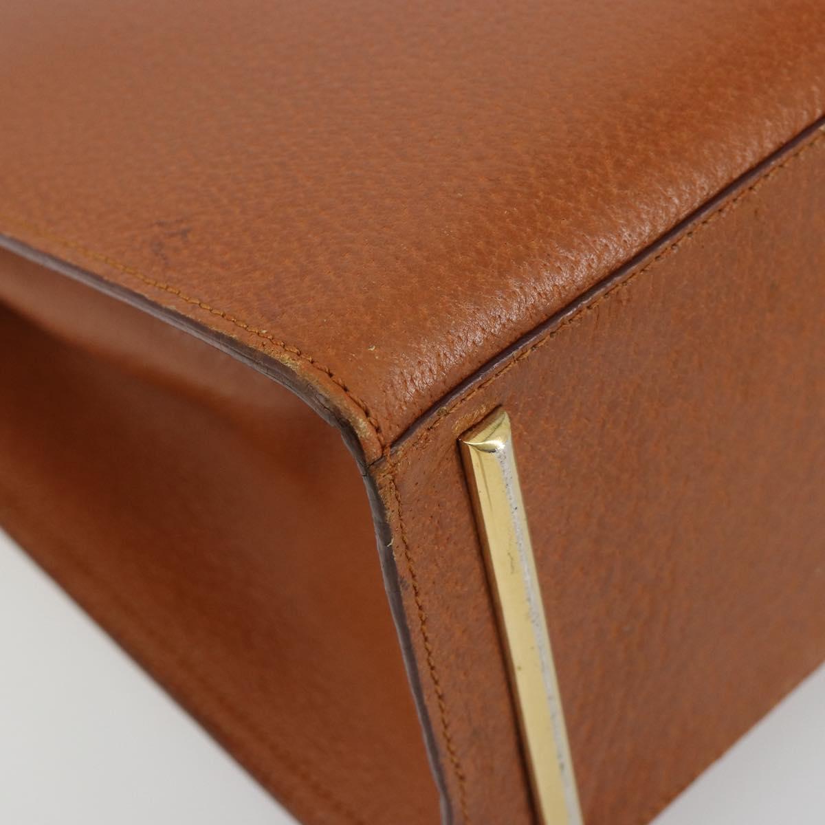 VALENTINO Hand Bag Leather Brown Gold Auth bs35674