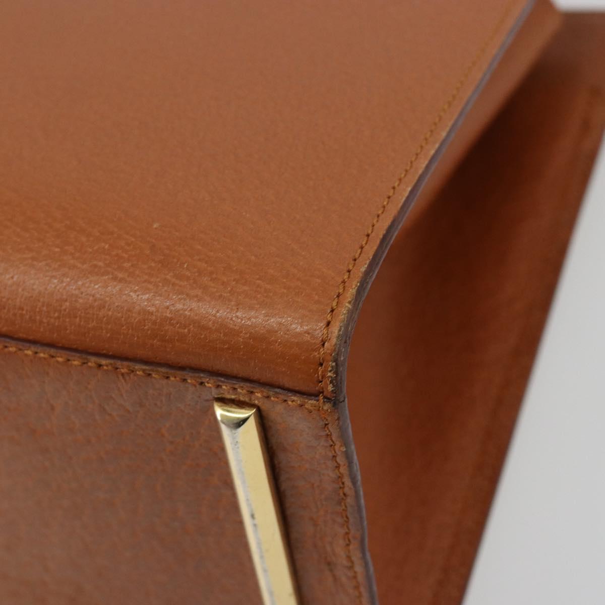 VALENTINO Hand Bag Leather Brown Gold Auth bs35674