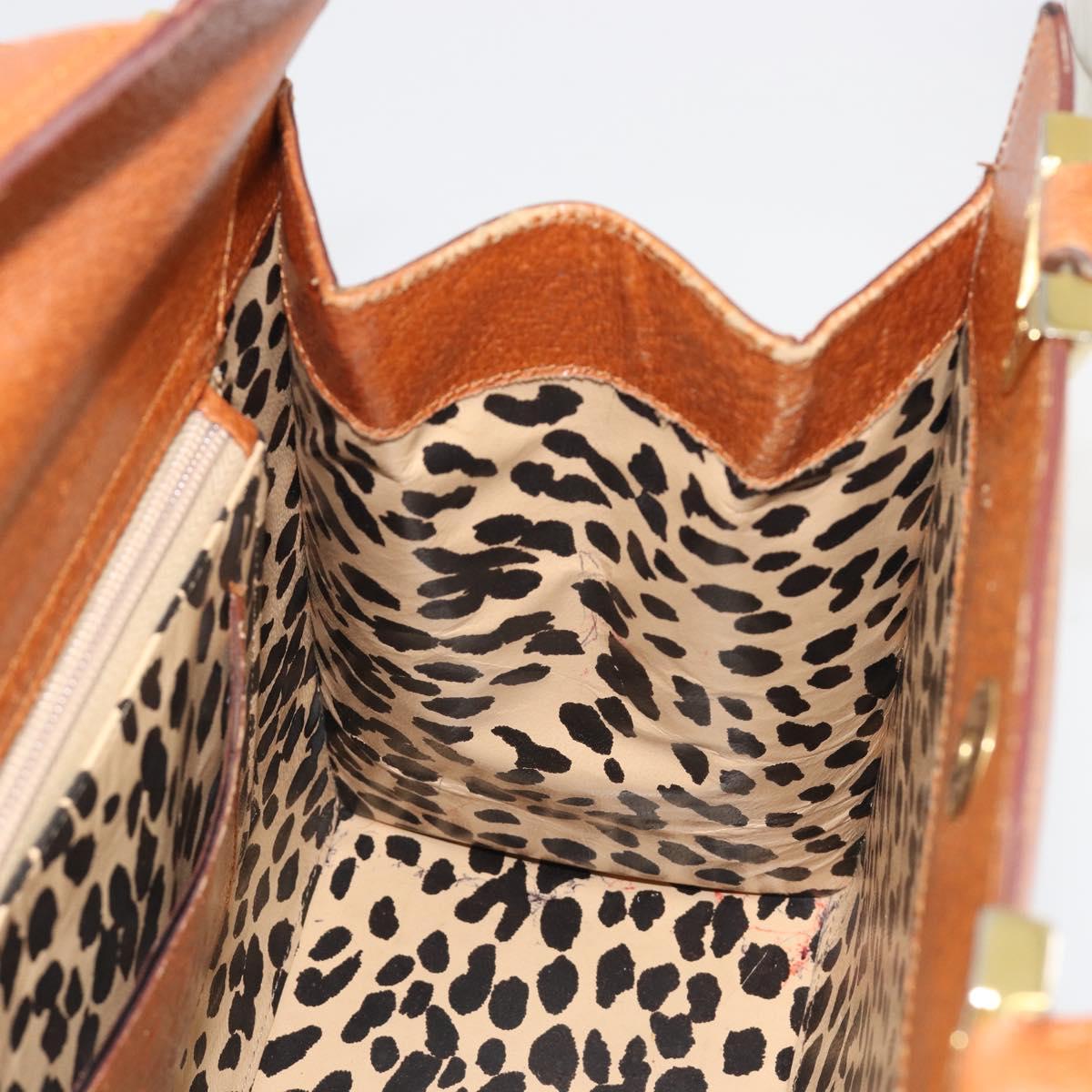 VALENTINO Hand Bag Leather Brown Gold Auth bs35674