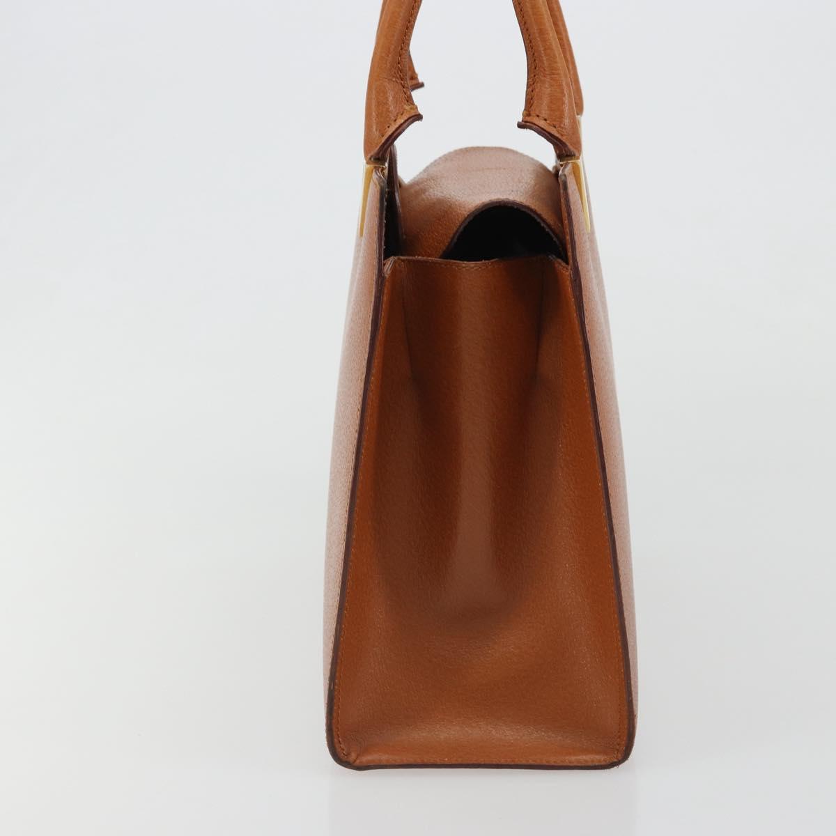 VALENTINO Hand Bag Leather Brown Gold Auth bs35674