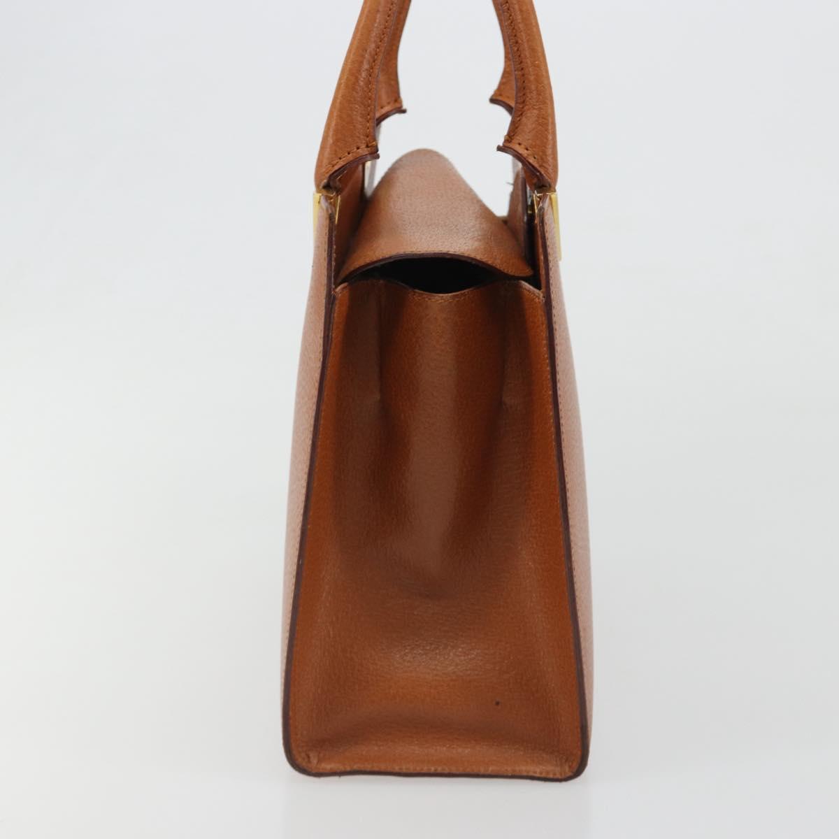 VALENTINO Hand Bag Leather Brown Gold Auth bs35674