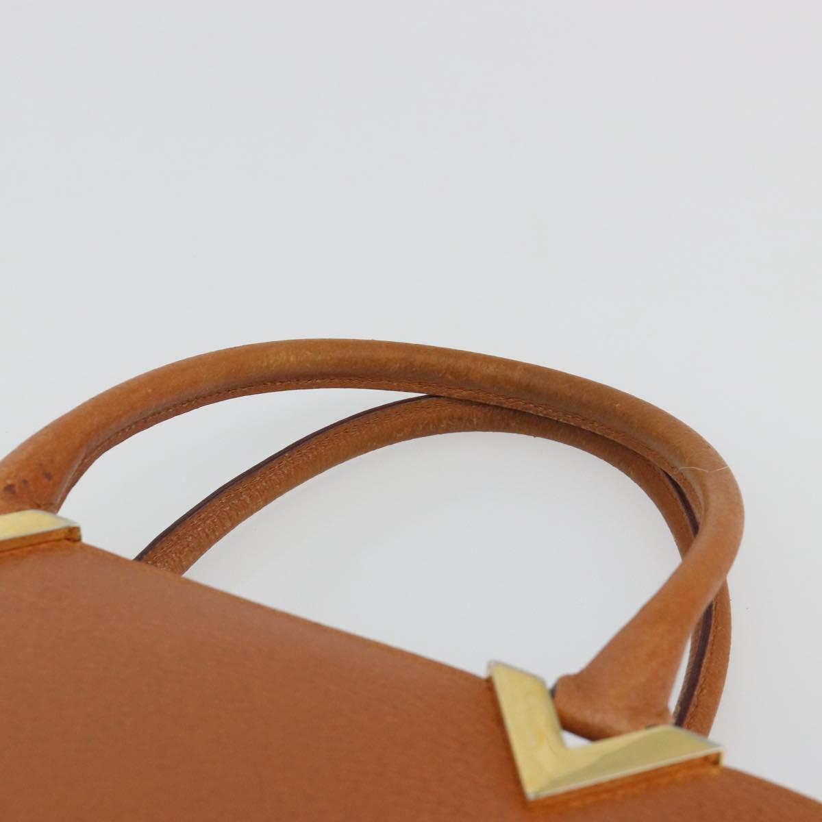 VALENTINO Hand Bag Leather Brown Gold Auth bs35674