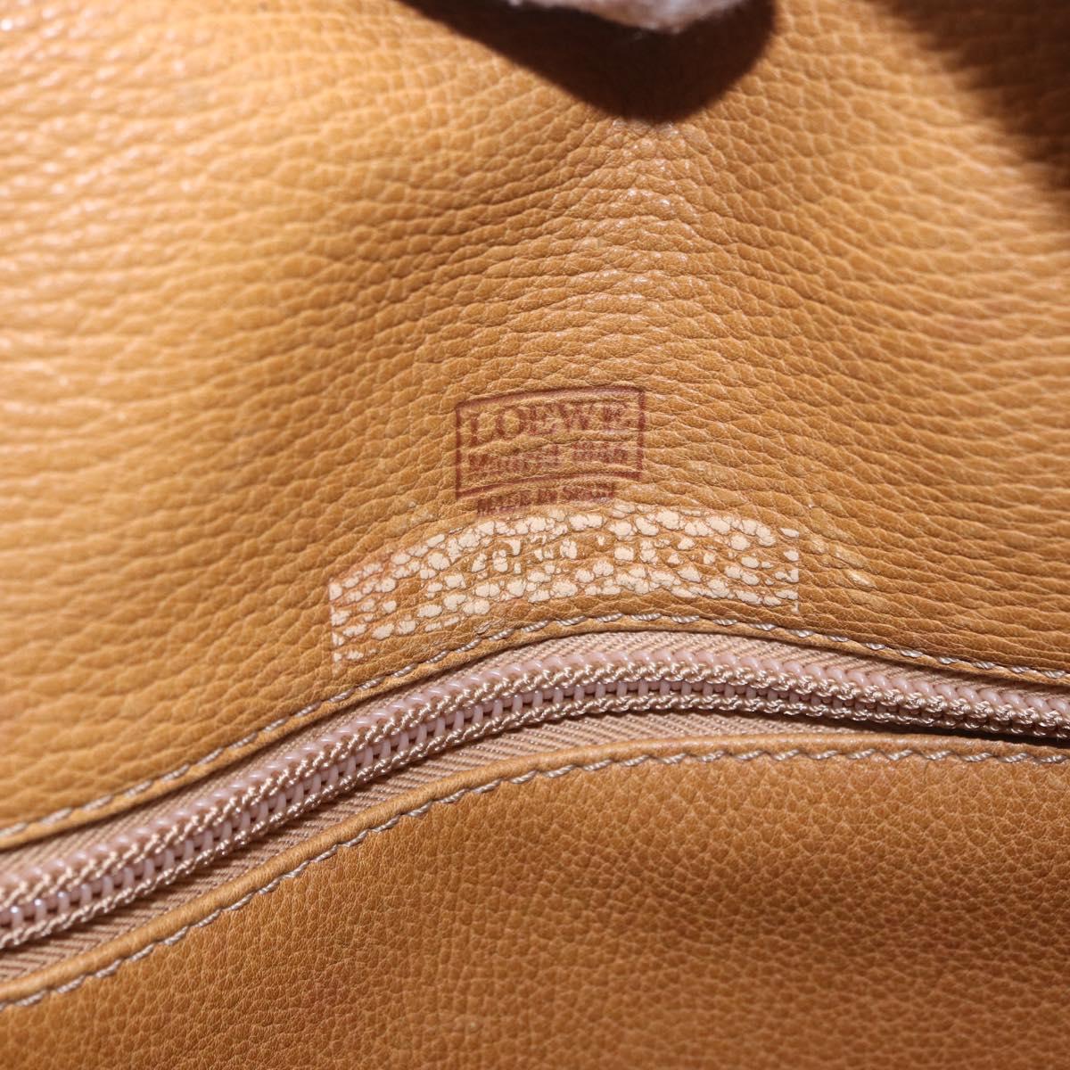 LOEWE Anagram Boston Bag Leather Brown Gold Auth bs35675