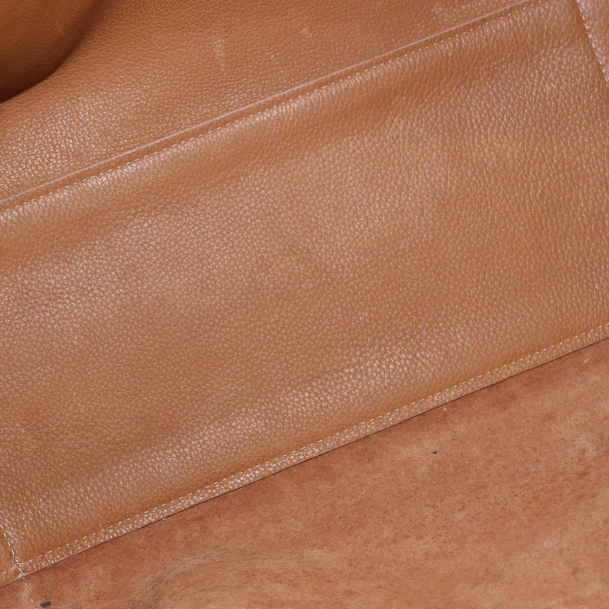 LOEWE Anagram Boston Bag Leather Brown Gold Auth bs35675