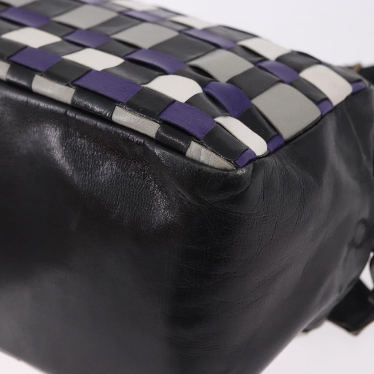 Miu Miu Shoulder Bag Leather Purple Gold Auth bs35677A