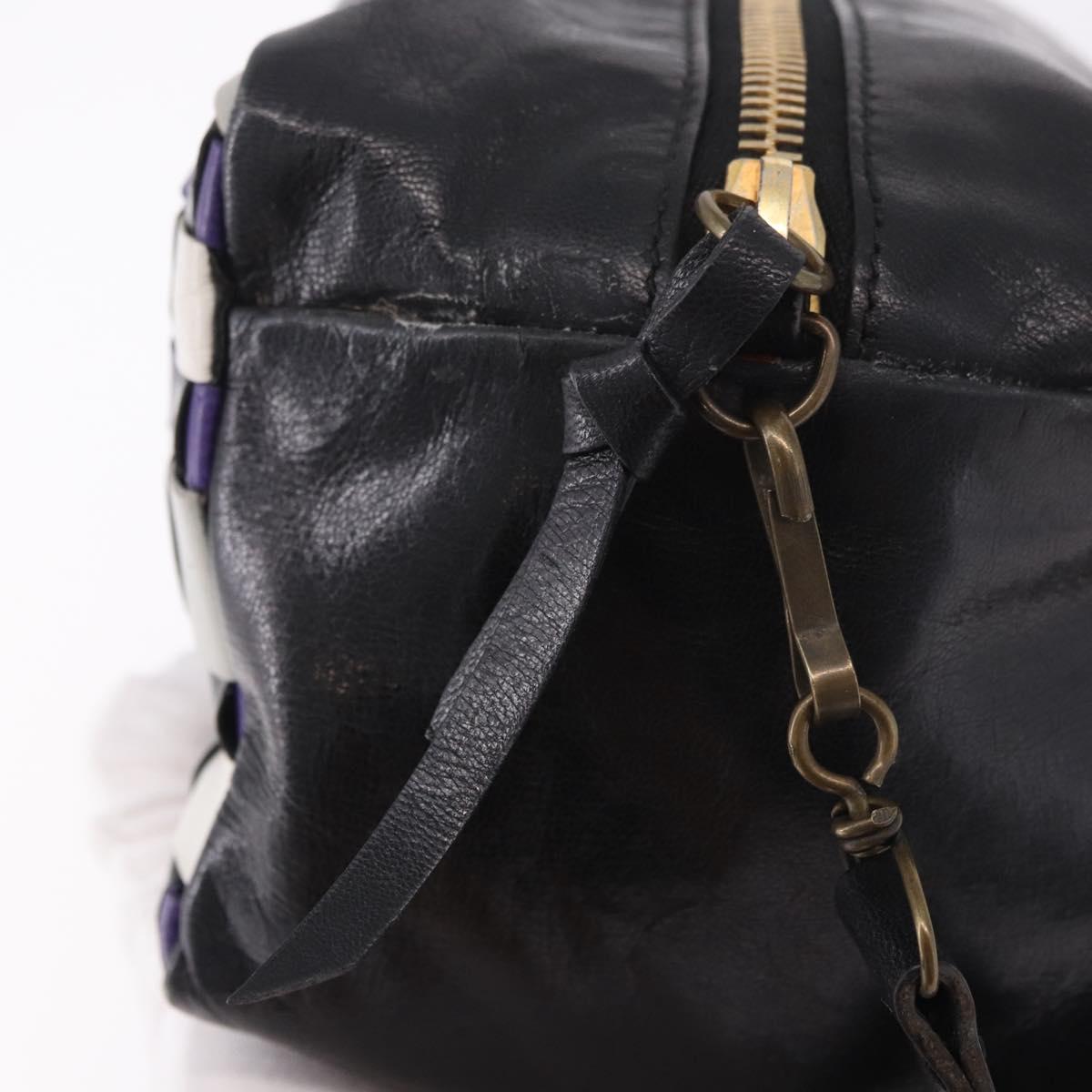 Miu Miu Shoulder Bag Leather Purple Gold Auth bs35677A