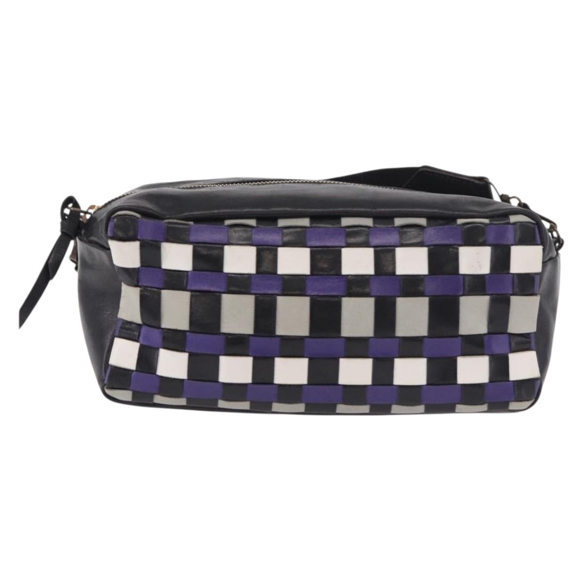 Miu Miu Shoulder Bag Leather Purple Gold Auth bs35677A