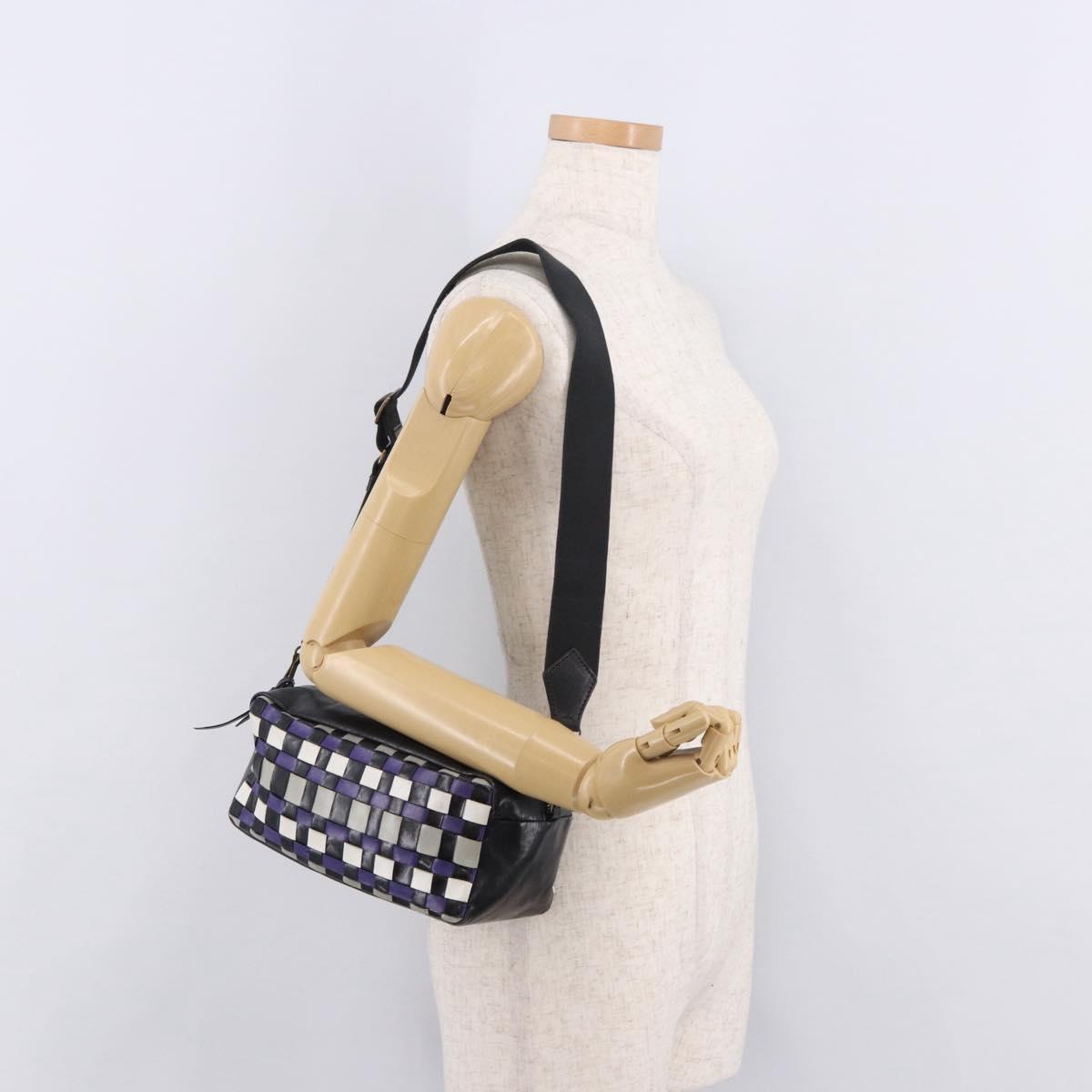 Miu Miu Shoulder Bag Leather Purple Gold Auth bs35677A
