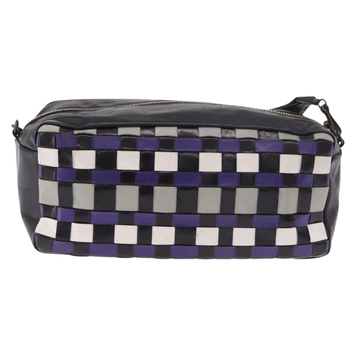 Miu Miu Shoulder Bag Leather Purple Gold Auth bs35677A
