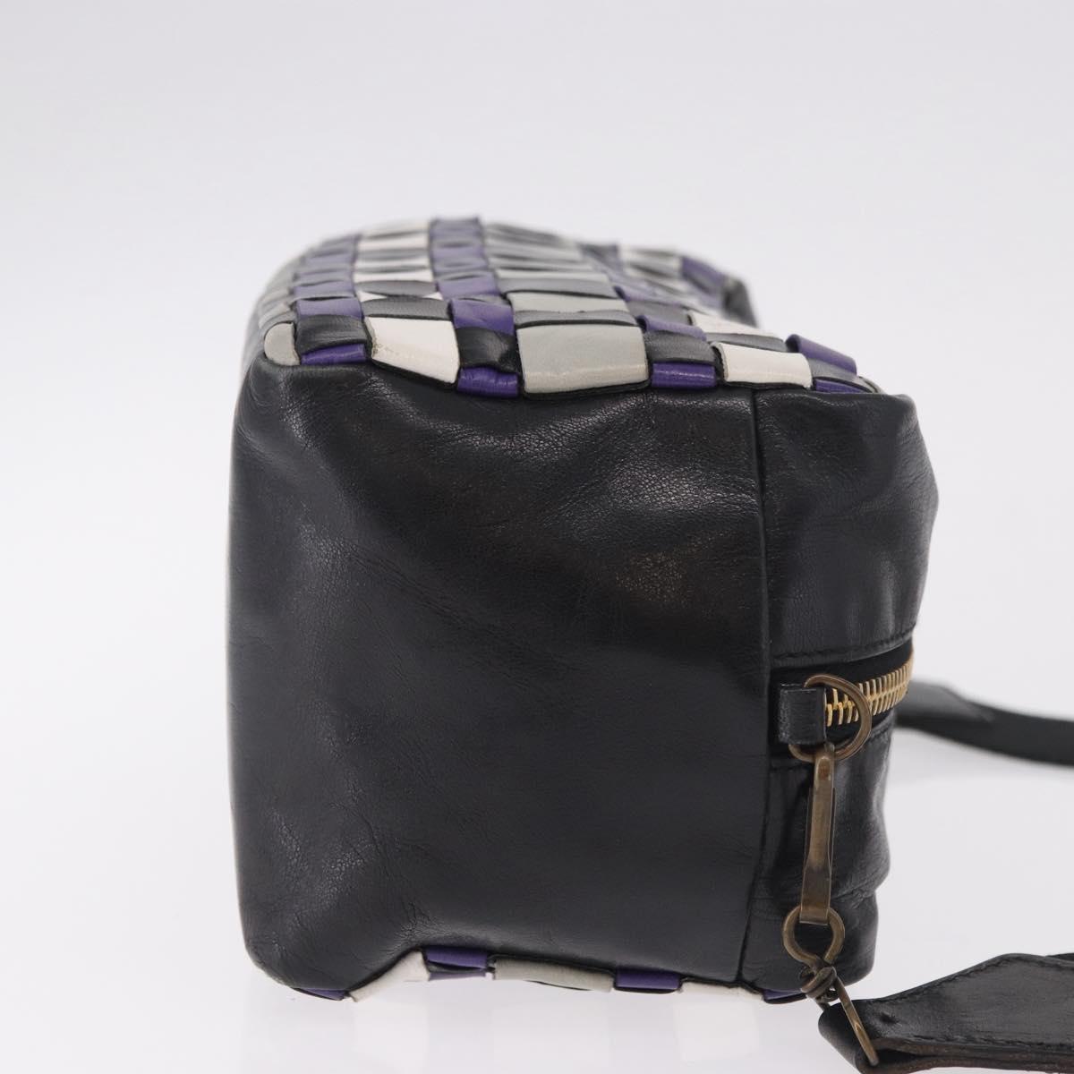 Miu Miu Shoulder Bag Leather Purple Gold Auth bs35677A